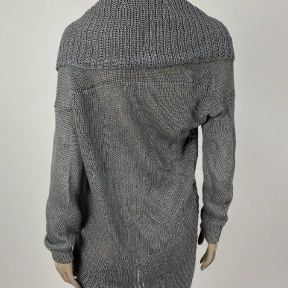 NWOT VINCE Gray Loose Knit Linen Cardigan Sweater with Shawl Collar - Picture 3 of 14